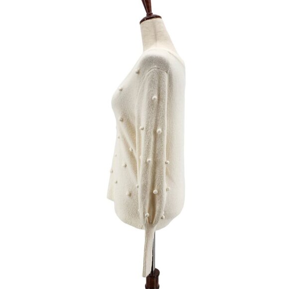 Madewell Bobble Dashwood Wool Blend Ivory V-neck Sweater In Coziest Yarn Womens - Picture 3 of 7